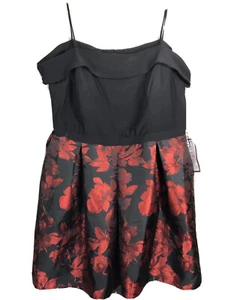 Morgan & Company 24w NWT Black With Red Floral DRESS Off The Shoulder msrp$89 - Picture 1 of 12
