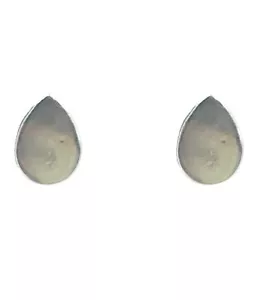 Sterling Silver 925 Pear Flat Unisex Ear Studs Earring Studs Birthday Gift Studs - Picture 1 of 6