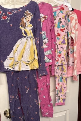 Lote Pijama Princesa Disney Niñas Talla 10, 8 Piezas Belle Ariel Jasmine Rapunzel Foto 1 de 4