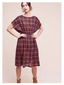 Anthropologie Christine Alcalay Tess Plaid Wool Dress Women’s Size Small - Picture 1 of 13