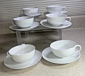 H754~  Set of 6 Arzberg White Coffee or Tea CUPS Germany Solid White - Picture 1 of 17