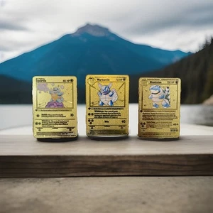 Blastoise Wartortle Squirtle Pokémon Gold Metal Card Collectable First Edition - Picture 1 of 10