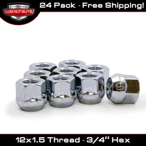 Lug Nuts Open End Bulge Acorn 12x1.5 Chrome 24 Pieces - Picture 1 of 5