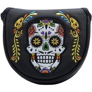 Black Golf Club Colorful Skull Skeleton Mallet Putter Head Cover Magnetic Clo... - Picture 1 of 8