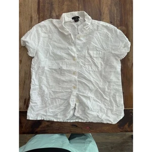 Conjunto de camisa y pantalón para mujer J.CREW blanco mezclado de lino con botones talla mediana pj’s - Imagen 1 de 10