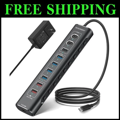 10-Port USB Hub with Fast Charging Ports - Image 1 of 4