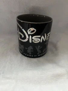 New Disney 100 Years of Wonder Oversized Black Silver Coffee Mug - Picture 1 of 4