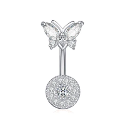 Belly Bars Navel Button Piercing Rings Crystal Body Jewellery Ring Silver Dangle - Изображение 1 из 4