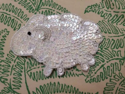 Aplique de lentejuelas de cordero blanco vintage envío gratuito  Foto 1 de 2