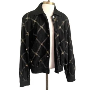 Vintage 80s Italian Black Suede Bomber Jacket w/ C Monogram - M 🇮🇹 - Picture 1 of 10