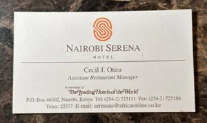 Biglietto da visita vintage Nairobi Serena Hotel Kenya 3,5” x 2” - Foto 1 di 2