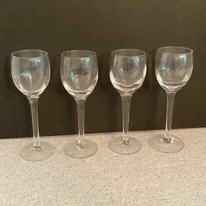 Clear crystal wine cordial glasses optic slender stems set of 4 minimalist look - Picture 1 of 6
