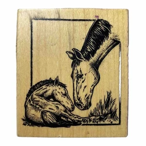 Inkadinkado Horse Newborn Baby Equestrian Scene Foal Love Wood Rubber Stamp - Picture 1 of 8