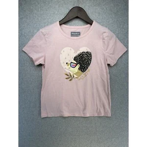 Eddie Bauer Girls T-Shirt Pink Heart Hedgehog Short Sleeve Size L (14-16) - Picture 1 of 6