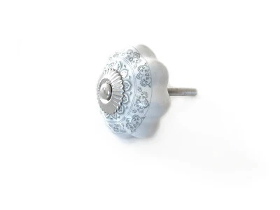 Clayre & Eef Knauf Keramik Blume Grau 62336 Landhaus Nostalgie Romantik - Bild 1 von 3