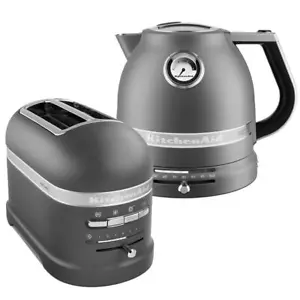 KitchenAid Artisan Matt Imperial Grey 2 Slot Toaster and Kettle Set - Picture 1 of 5