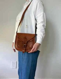 Messenger Women's CrossBody New Brown Handmade Vintage Bag Leather Genuine - Picture 1 of 8