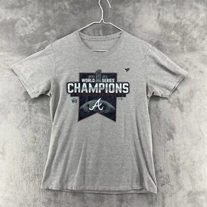 2021 Atlanta Braves Baseball Shirt Mens Medium Gray World Series Champs READ - Picture 1 of 16