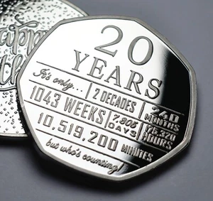 20 cumpleaños conmemorativo plata. Regalo/Regalo. 20 años hijo/hija/nieto - Imagen 1 de 9