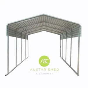 New Galvanised Pole Large Carport 3.3mx6m 3.55m High Cream/Grey/Green DIY KIT - Picture 1 of 20
