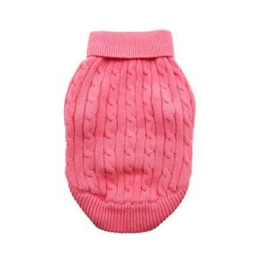 Doggie Design Candy Pink Combed Cotton Cable Knit Dog Sweater XXS-3XL
