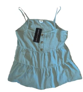 NWT Anthropologie Paper Crane Spaghetti Strap Top Women's Size S Sage Green - Picture 1 of 6