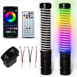 2x 1FT COB Grueso LED Látigo Espiral Persecución RGB Látigo Graso Luces Para Can Am Polaris - Imagen 1 de 8