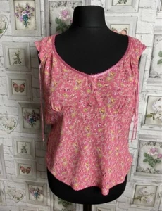 E-vie Ladies Pink Floral Ditsy Print Sequin Y2K Summer Floaty Blouse 14/16UK - Picture 1 of 9