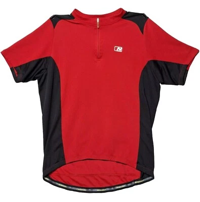Nishiki Cycling Jersey L LG Red Black 1/4 Zip 3 Three Back Pockets Top Shirt - Image 1 of 4