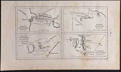 1886 - Battle of Prague, Of Kollin,Of Rosbach, Of Leuthen - engraving antique - Bild 1 von 4