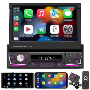 Single 1DIN Carplay Touch Screen Android Auto Car Radio Stereo Player BT WiFi - Picture 1 of 24
