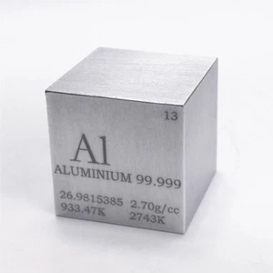 Cubo de aluminio (Al), serie "elementos metálicos", 44,7 gramos. Grabado láser - Imagen 1 de 5