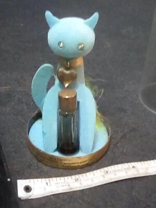 vintage max factor blue cat figurine in plastic cloche 1960s - Picture 1 of 5