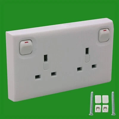 2x 1A 2 Toma Enchufe GB Interruptor Pared Convertidor Simple - Doble Blanco 3 - Imagen 1 de 2