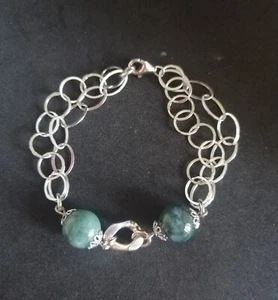 Bracciale donna Argento 925 a catena di varie forme e pietre sferiche di agata - Foto 1 di 5