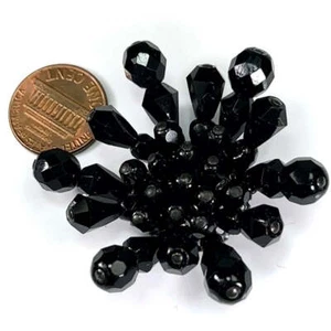 Tschechische Glasperlen 2 Zoll Spike Ornament schwarz auf schwarz 1 Stück CA061 - Bild 1 von 1