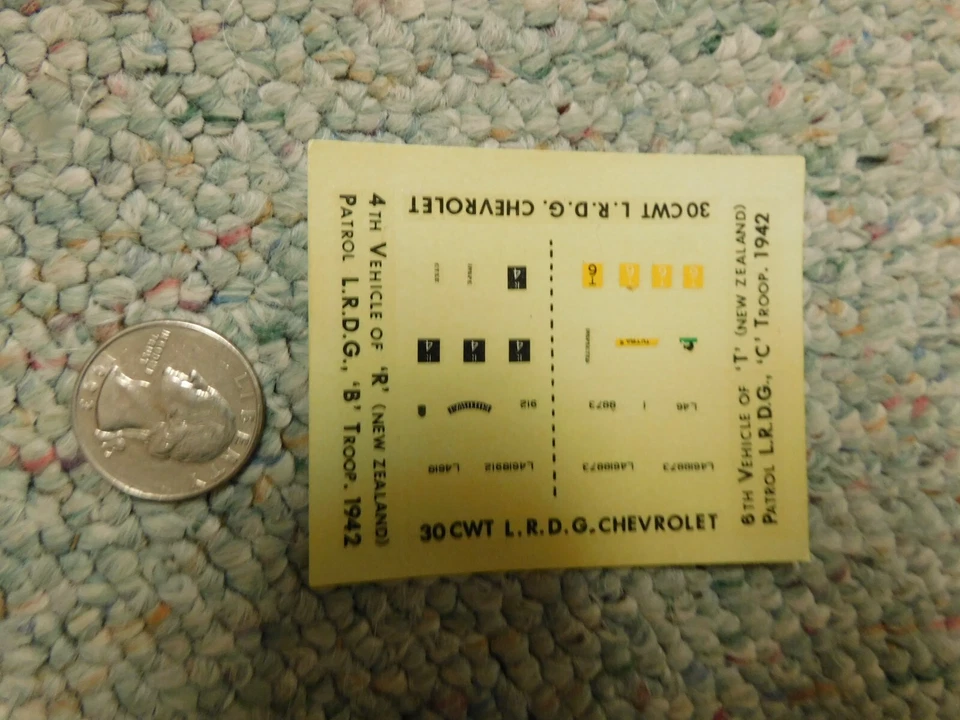 Matchbox decals 1/76 LRDG Long Range Desert Group Chevrolet S3 - Image 1 of 1