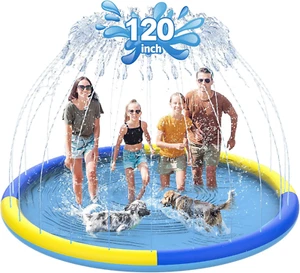 120" Non-Slip Splash Pad for Kids and Dog, Thicken Sprinkler Pool Summer Outdoor - Picture 1 of 11