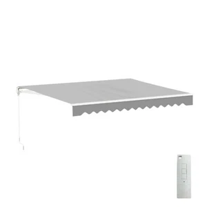 ALEKO Retractable Motorized Patio 12 x 10 ft Awning Sunshade Silver Grey - Picture 1 of 13