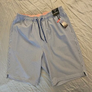 RoundTree & Yorke Men's LT Large Tall Swim Shorts Blue & White Stripe NWT - Picture 1 of 7