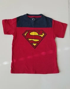 Superman Boys Size 5 Red Blue T-Shirt With Velvet Logo - Picture 1 of 5