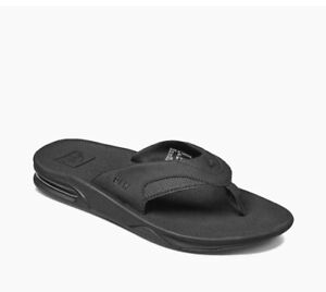 Reef Men's Fanning Flip Flop Sandals Bottle opener All black Size 9