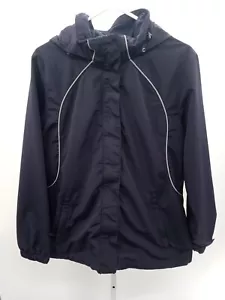 Lands End Jacket Womens Large Navy Blue Windbreaker Hooded Coat Nylon Outdoors - Picture 1 of 9