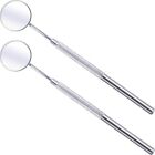 2pcs Silver Dental Mirror Stainless Steel Dentist Tool Inspection Oral Mirror