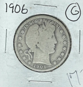 Medio dólar de plata barbero 1906-P ~ bueno - Imagen 1 de 2