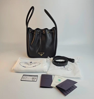PRADA Darling Mini $2850 Black Leather Bucket Bag New & Authentic - Image 1 of 4