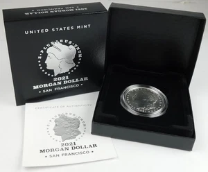 2021-S $1 Morgan Silver Dollar 100th Anniversary 999 Fine Box + COA C2009 - Picture 1 of 3