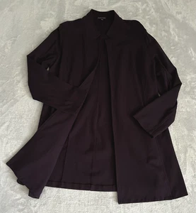 Chaqueta Eileen Fisher Longline Mujer M Berenjena Frente Abierto Tela Italiana Cápsula - Imagen 1 de 11