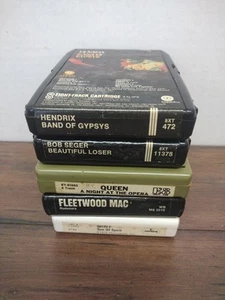 8 Spur Kassetten Konvolut. Hendrix, Spirit, Fleetwood Mac, Queen, Bob Segar Cartridge - Bild 1 von 2