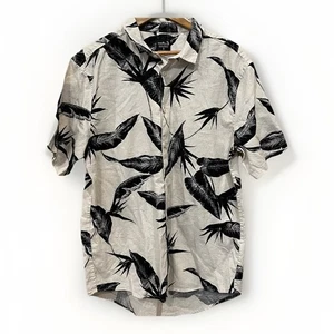 SOUTH &Co Linen Blend Rio de Janeiro All Over Print Large Tropical Button SS - Picture 1 of 7